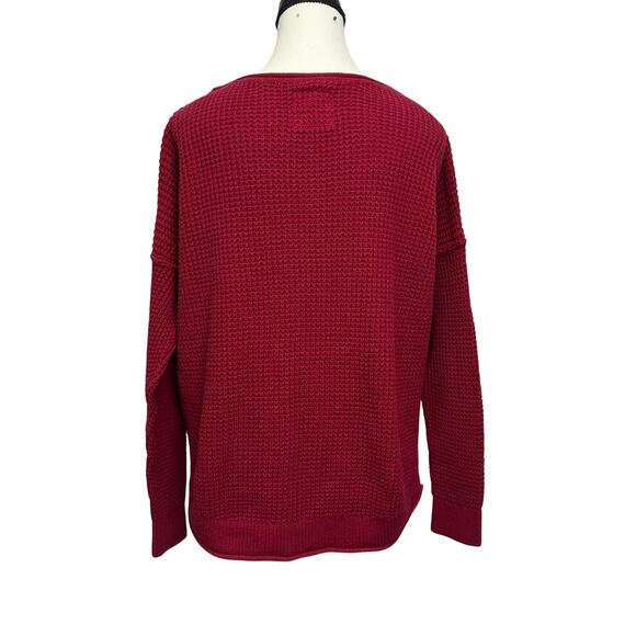 Hollister Waffle Knit Sweater in Berry Red – Size M - Picture 3 of 9